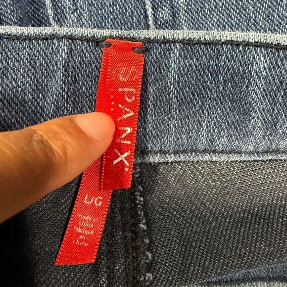 Spanx Jeans Womens Large Skinny Ankle Blue High Rise 30x36 Pull On - Picture 3 of 10